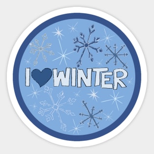 I Heart Winter Illustrated Text with snowflakes Sticker